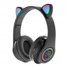 Cat Ear Wireless Headphones Over Ear Hi-Fi Stereo Deep Bass Lighting Headset For Laptop PC Computer Mobile Phone Tablet black